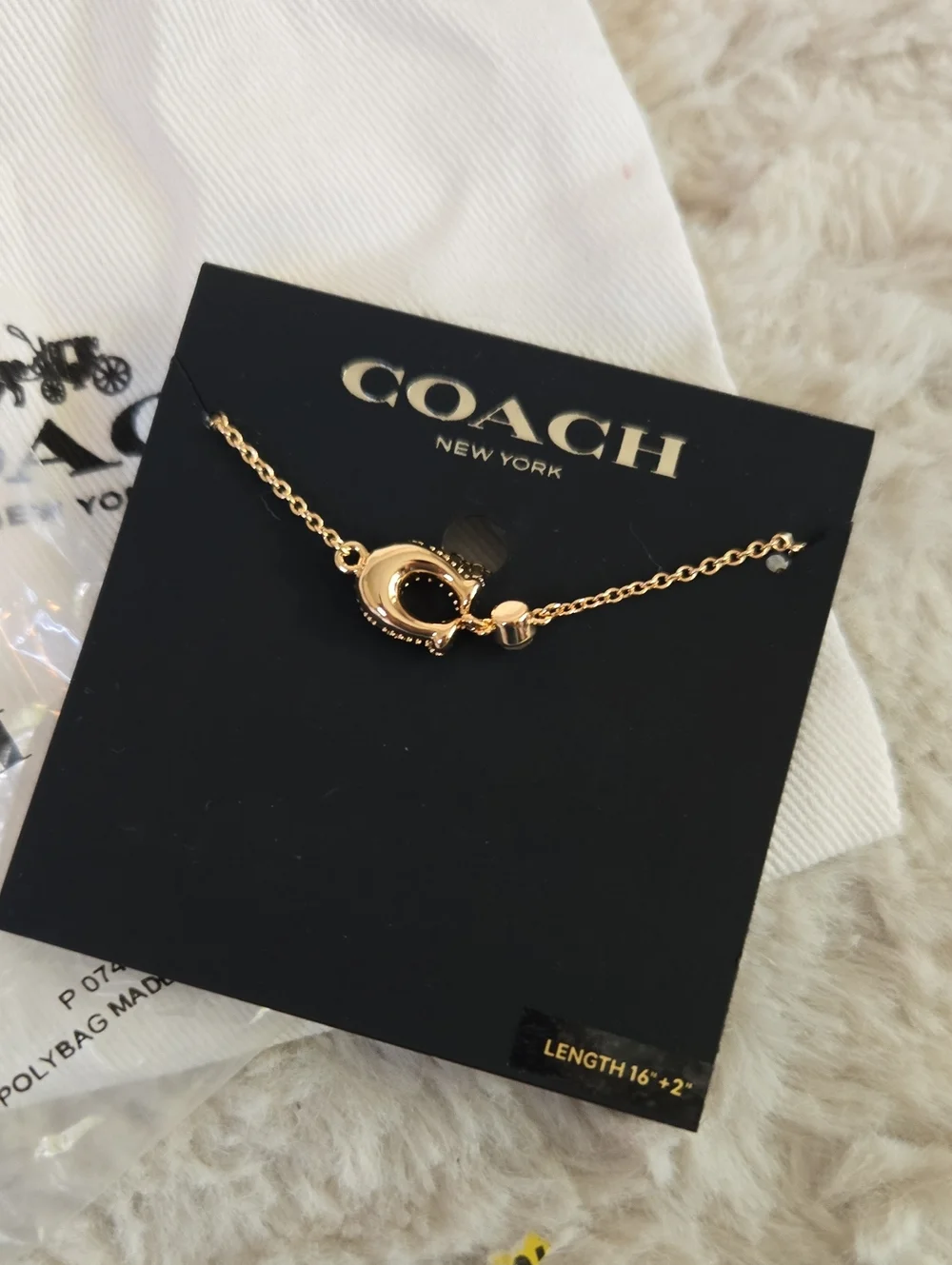Coach Gold Link C Chain Necklace • Signature C • Polished Gold • EUC